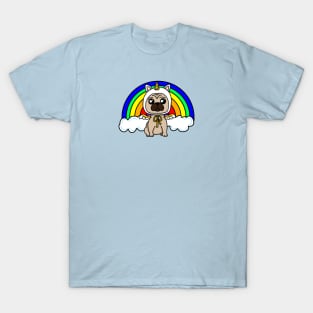 Chibi Unicorn Pug Rainbow (Small Design) T-Shirt